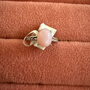 Elegant Pink Stone Silver Ring